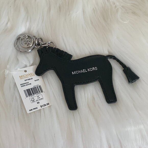 MICHAEL KORS Zebra Leather Charm Key Rings SET of 3 - Picture 5 of 7